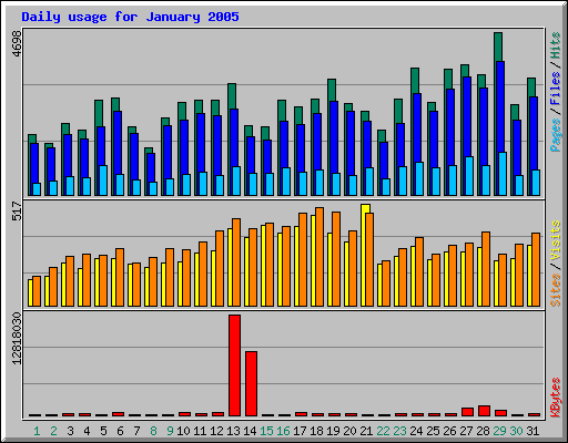 Daily usage for January 2005