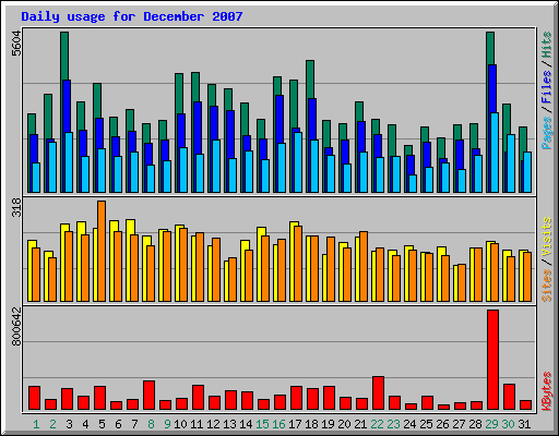 Daily usage for December 2007