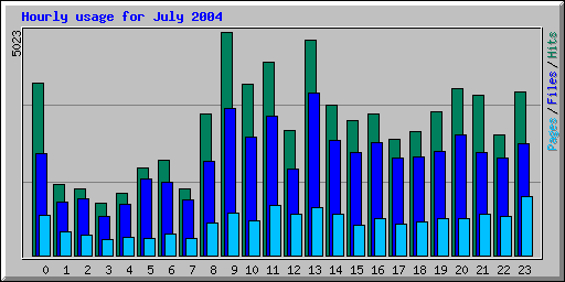 Hourly usage for July 2004
