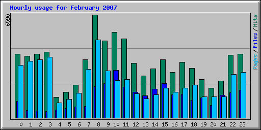 Hourly usage for February 2007