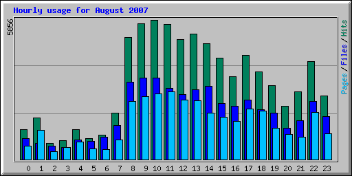 Hourly usage for August 2007