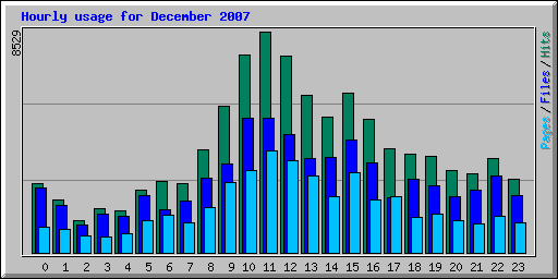 Hourly usage for December 2007
