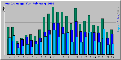Hourly usage for February 2008