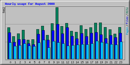 Hourly usage for August 2008