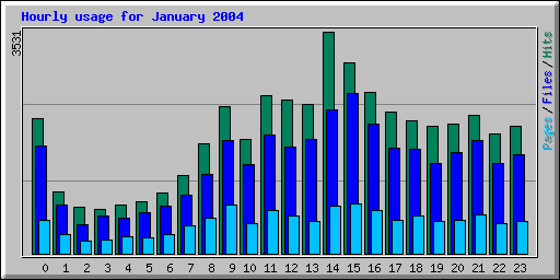 Hourly usage for January 2004