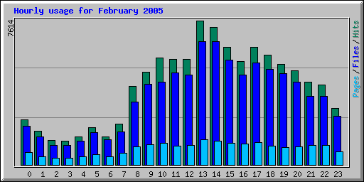 Hourly usage for February 2005