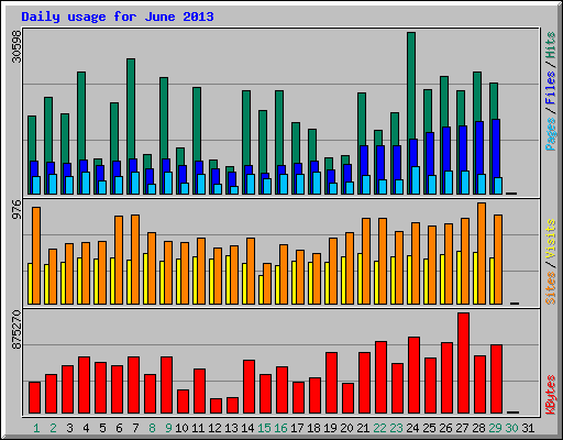 Daily usage for June 2013