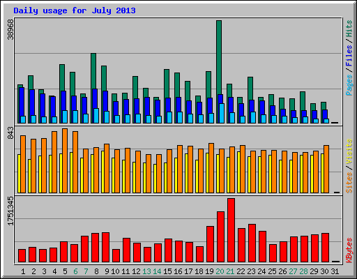 Daily usage for July 2013