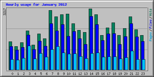 Hourly usage for January 2012