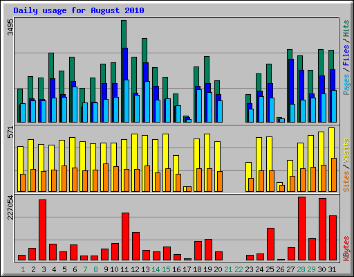 Daily usage for August 2010