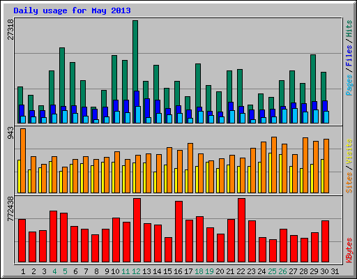 Daily usage for May 2013