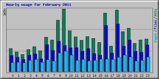 Hourly usage for February 2011