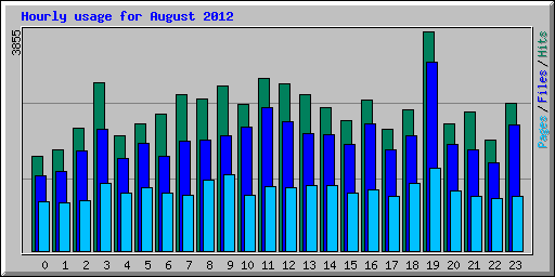 Hourly usage for August 2012