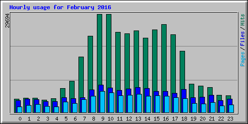 Hourly usage for February 2016