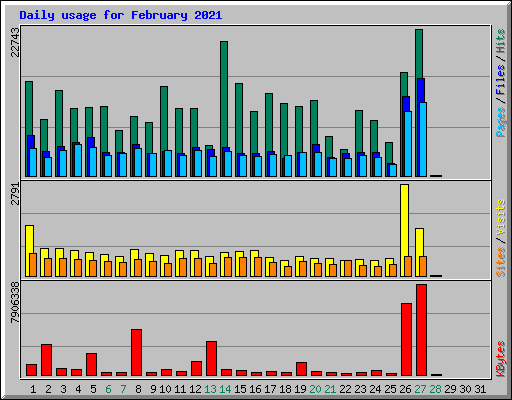 Daily usage for February 2021