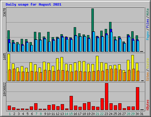 Daily usage for August 2021
