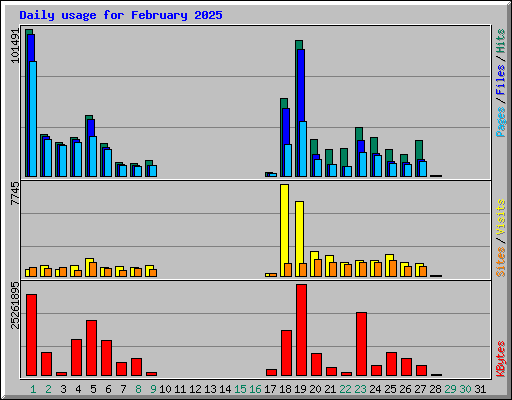 Daily usage for February 2025