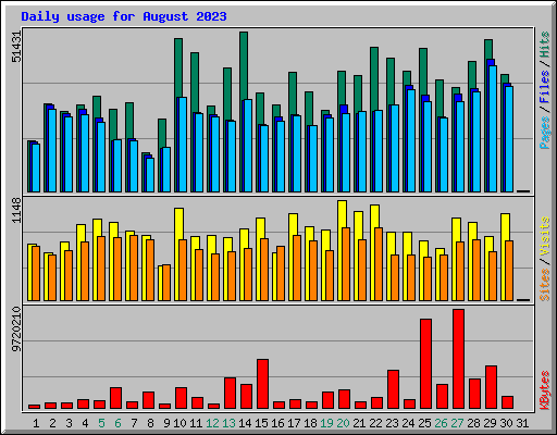 Daily usage for August 2023