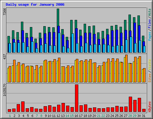 Daily usage for January 2006