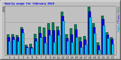 Hourly usage for February 2010