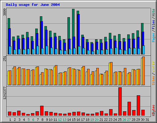Daily usage for June 2004