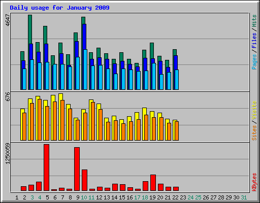 Daily usage for January 2009