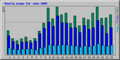 Hourly usage for June 2005
