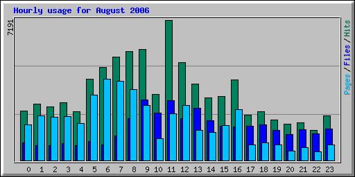 Hourly usage for August 2006