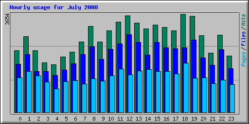 Hourly usage for July 2008