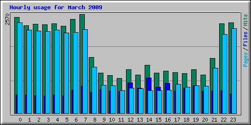 Hourly usage for March 2009