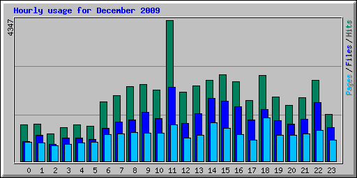 Hourly usage for December 2009