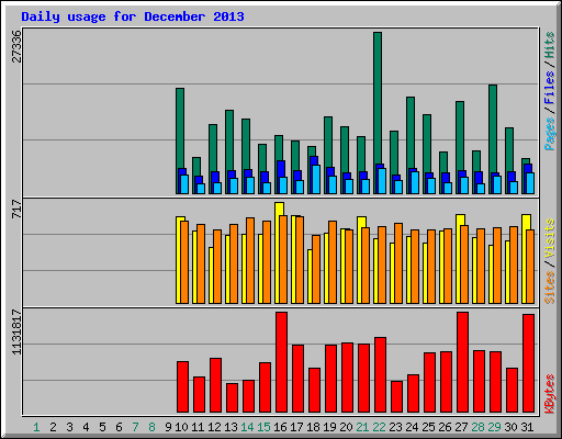 Daily usage for December 2013