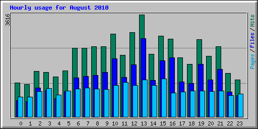 Hourly usage for August 2010