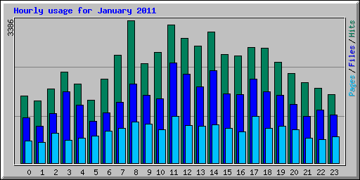 Hourly usage for January 2011