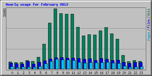 Hourly usage for February 2013