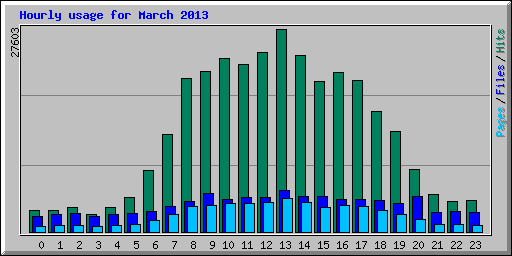 Hourly usage for March 2013