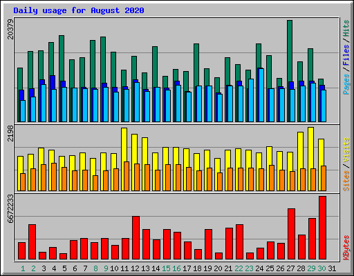 Daily usage for August 2020