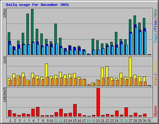 Daily usage for December 2021