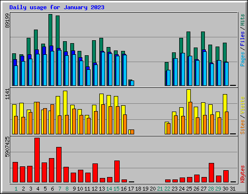 Daily usage for January 2023